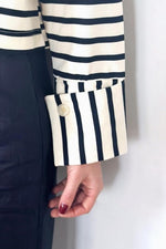 So Classic Cuff Detail Stripe Top - Black/Cream