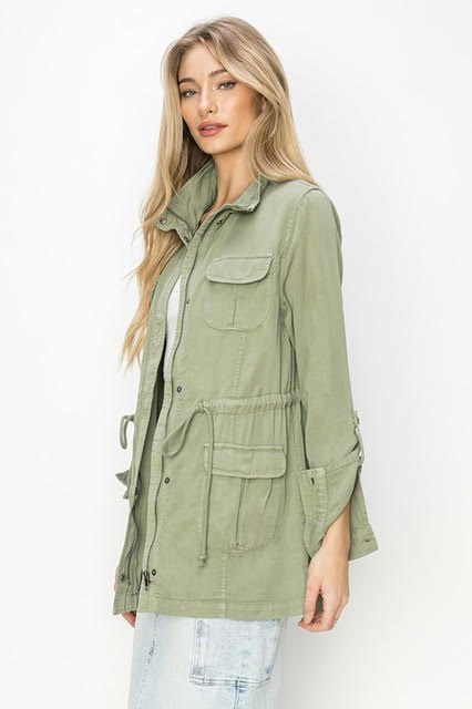 Forever Style Utility Jacket- Sage