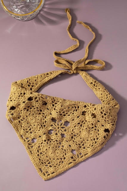 Crochet Hair Scarf-Mustard