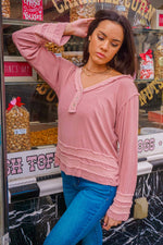 Cotton Candy Distressed Long Sleeve Top