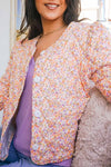 Spring Sweetness Floral Quilted Jacket - Peach/Multi
