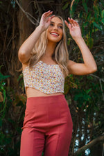 floral bustier crop top