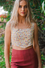 floral bustier crop top