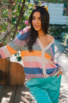 Tutti Fruitti Button Down Striped Cardigan - Multi