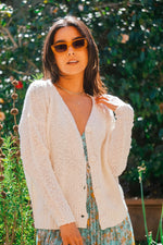 Sight to See Textured Button Down Cardigan - Vanilla