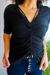 Isabella Cinched Front Top - Black