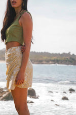 Golden Gaze Mini Skirt - Yellow/Ivory